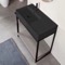Console Sink Vanity With Matte Black Ceramic Sink and Grey Oak Shelf
